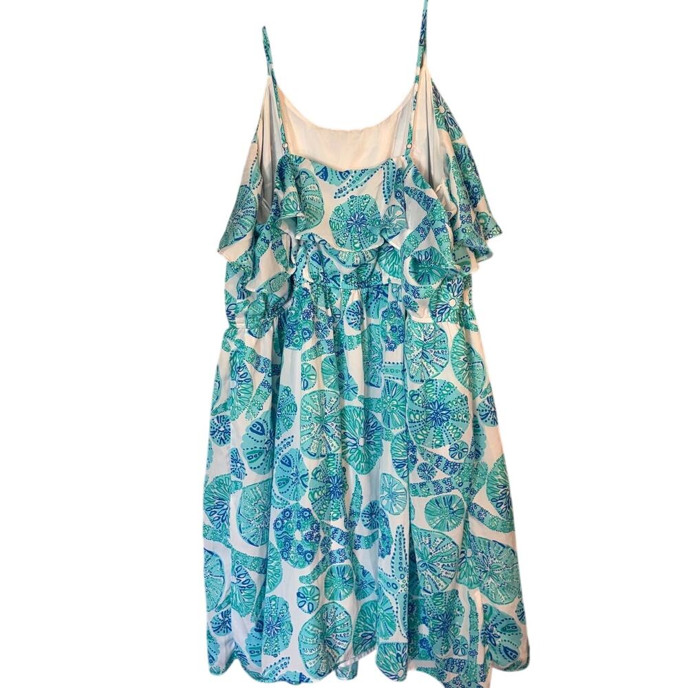 Lilly Pulitzer for Target Womens Size 2X Blue & White Patterened Flounce Dress - Picture 2 of 7